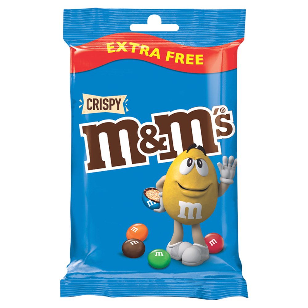 M&M's Crispy Chocolate EXtra Free Treat Bag 77g X 16 X 1 – Belito