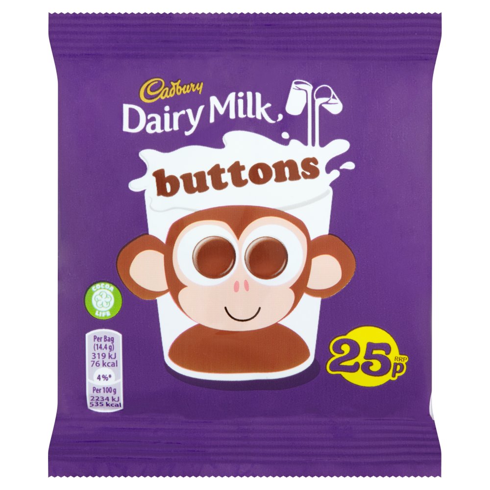 Cadbury Dairy Milk Buttons 25p Chocolate Bag 14.4g 14g X 60 X 1 Belito